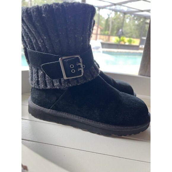 UGG Australia Cambridge Winter Boots Womens Size 5 EUR 36 Black Knit Sheepskin - Picture 3 of 16